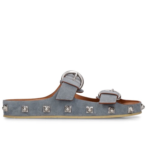 Etro Crown Me Sandals Blue Suede with Silver Studs Brand New With Box 38 - 8 - Picture 3 of 10